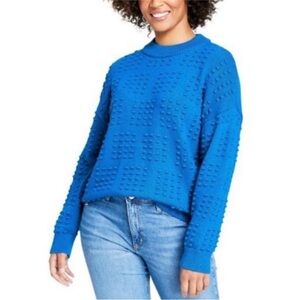 NWT Lego x Target Women's Blue Textured Polka Dot Sweater Blouse Top Sz M